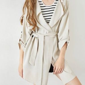 J.ING Beige Medium Sleeve Trench Coat